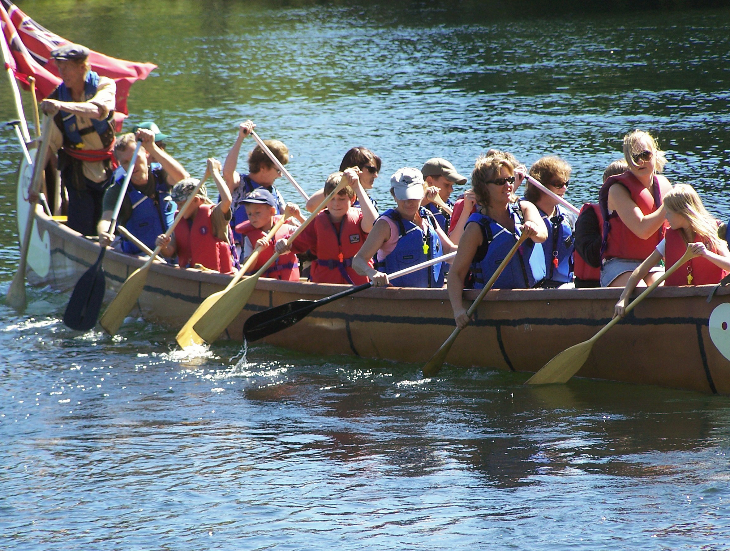 Image of a group of people in a Voyageur Canoe.